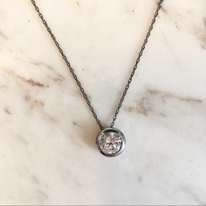 Small diamond pendant silver necklace